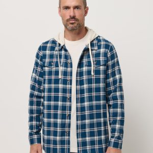 Cloud Flannel Hooded Button-Up