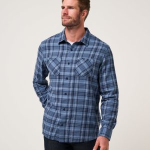 Cloud Flannel Plaid Button-Up