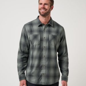 Cloud Flannel Plaid Button-Up