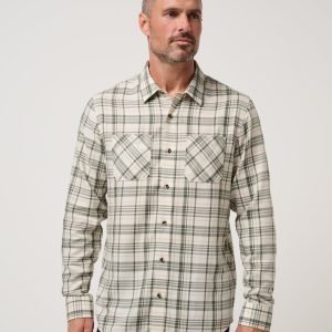 Cloud Flannel Plaid Button-Up