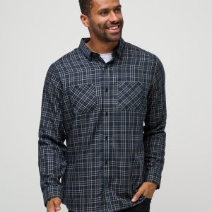 Cloud Flannel Plaid Button-Up