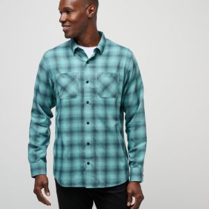 Cloud Flannel Plaid Button-Up