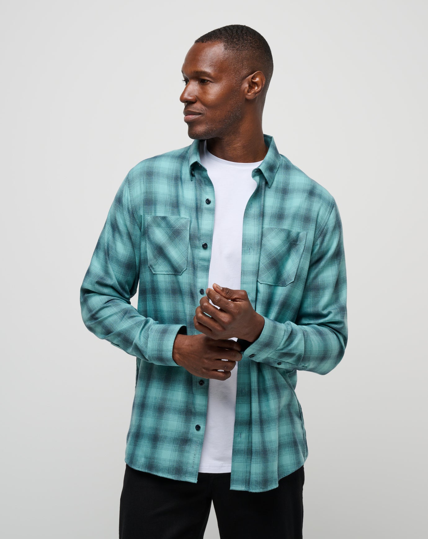 Cloud Flannel Plaid Button-Up - Image 6