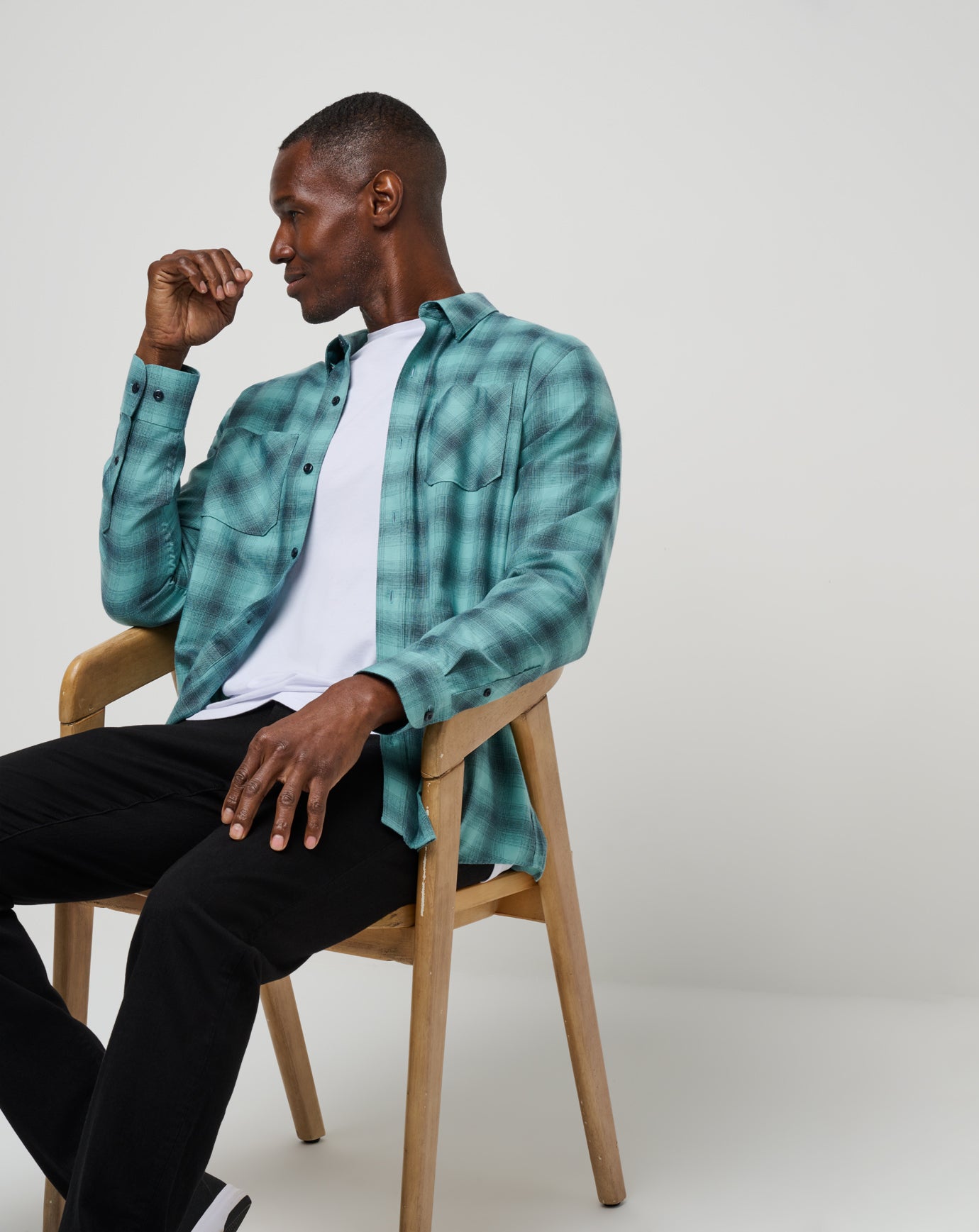 Cloud Flannel Plaid Button-Up - Image 7