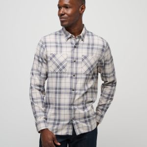 Cloud Flannel Plaid Button-Up