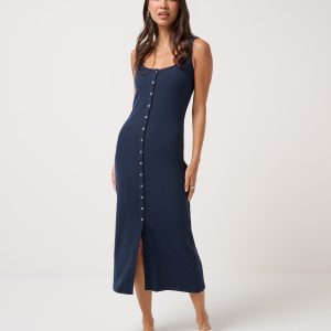 Cloud Rib Button Tank Dress